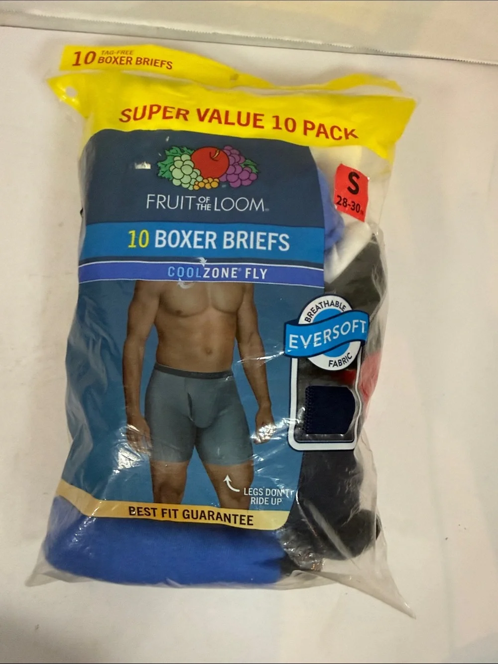 10 Pack Fruit Of The Loom Men’s S (28-30) Tag Free Cotton Boxer Briefs Underwear